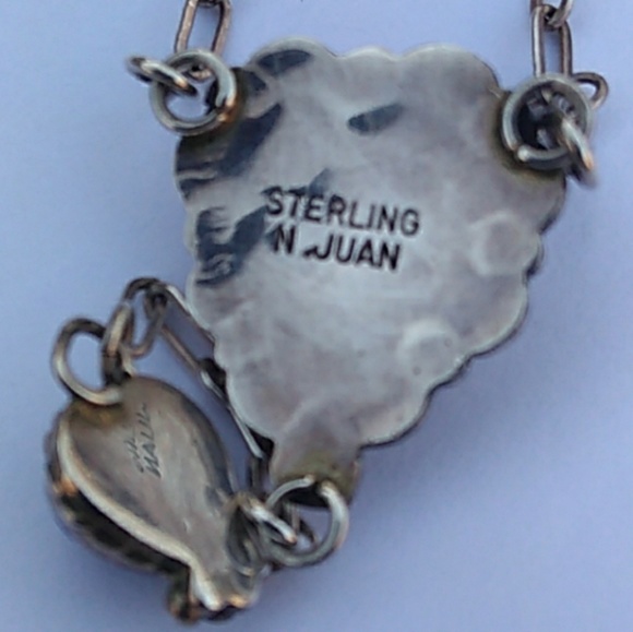 SIGNED Native American 925 Silv Lapis Heart Concho - Picture 3 of 8